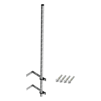 Mástil de 3 m de 1-1/4" diámetro ced. 30 con Herrajes para Sujeción a Pared. 