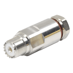 Conector UHF Hembra SO-239 / Rosca / Frecuencia 0-300 MHz / Cables LP-450A, LDF4-50A / Bronce Blanco / Teflón PTFE