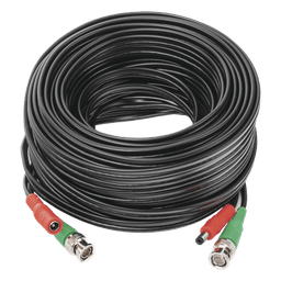 Cable Coaxial Siames / BNC RG59 + Alimentación / 20 m (65.62 pies) / 100% Cobre / 4K / Interior-Exterior