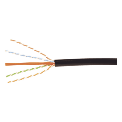 Bobina de Cable Industrial (UTP) de 4 pares, Cat6A de 10Gbps, Planta Externa con Gel Enterrado Directo, Color Negro, 305m