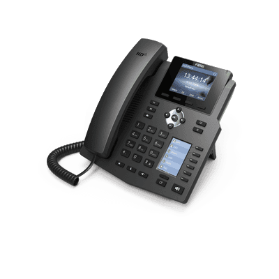 Teléfono IP empresarial para 4 Líneas SIP con 2 pantallas LCD, 6 teclas BLF/DSS, puertos Gigabit y conferencia de 3 vías, PoE