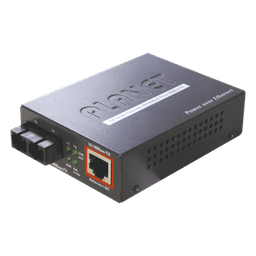 Convertidor de medios 100 Mbps UTP PoE/fibra óptica Mono-Modo hasta 15 Km, conector SC
