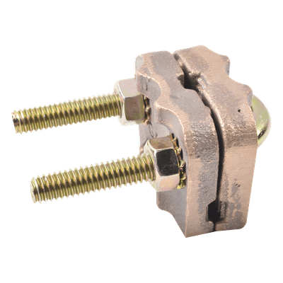 Conector Antivandálico de Varilla a Cable / Bronce Estañado / Varilla 5/8" a 1" / Cable Calibre 4 a 3/0 / Tubería 3/8" a 3/4"