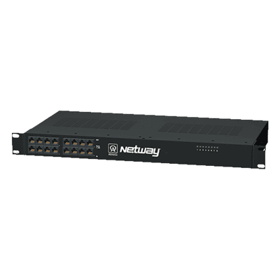 Midspan de 8 puertos, montaje en rack de 19". Ofrece alimentación PoE a los dispositivos alcanzando distancias de hasta 600m.