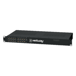 Midspan de 8 puertos, montaje en rack de 19". Ofrece alimentación PoE a los dispositivos alcanzando distancias de hasta 600m.
