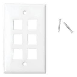 Placa de Pared de 6 Puertos, Keystone, Color Blanco