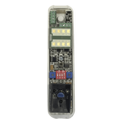 Sensor tipo cortina/ Interior y Exterior/ Funcion antimascara / Doble tecnologia PIR & MW/ Cobertura de hasta 12 metros/ Compatible con cualquier panel de alarma / Cableado