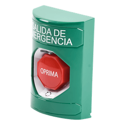 Botón de Salida de Emergencia , Texto en Español,  Acción Mantenida, Girar para Restablecer, LED de iluminación