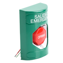 Botón de Salida de Emergencia , Texto en Español,  Acción Mantenida, Girar para Restablecer, LED de iluminación