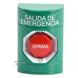 Botón de Salida de Emergencia , Texto en Español,  Acción Mantenida, Girar para Restablecer, LED de iluminación