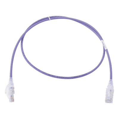 Patch Cord MC6 Modular Cat6 UTP, CM/LS0H, 0.91 Metros (3 Pies), Color Violeta, Diámetro Reducido (28AWG), Versión Bulk (Sin Empaque Individual)