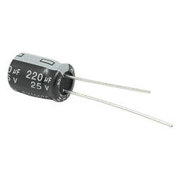 Capacitor Electrolítico de Aluminio, Radial de 220 µFd, 25 Vcc, 105 °C, 8 x 11 mm, .