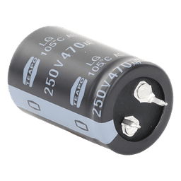 Capacitor Electrolítico de Aluminio, Radial de 470 µFd, 250 Vcc, 105 °C, 25 x 40 mm.