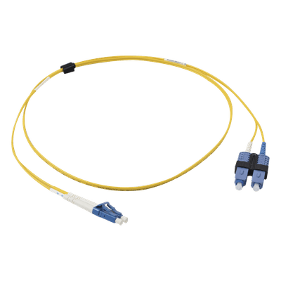 Jumper de Fibra Óptica Monomodo / OS2 / XGLO / Riser / LC/UPC-SC/UPC Duplex / OFNR / Amarillo / 1 Metro (3.28 Pies)