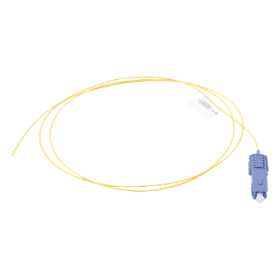 Pigtail de Fibra Óptica SC/UPC Simplex, Monomodo OS1/OS2 XGLO, OFNR, Color Amarillo, 1 Metro (3.28 Pies)