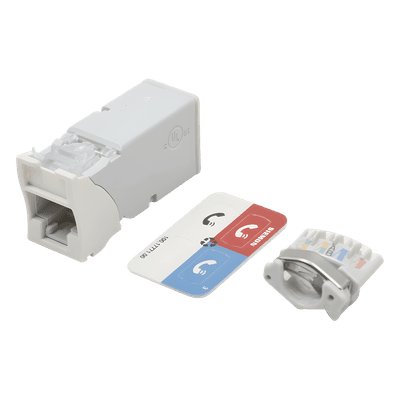Jack Z-Max Cat6A, UTP, Montaje Híbrido en Placa de Pared (Plano y Angulado), Color Blanco, Versión Bulk (Sin Empaque Individual)