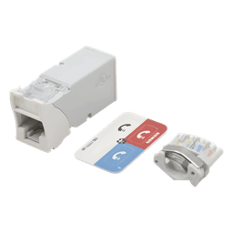 Jack Z-Max Cat6A, UTP, Montaje Híbrido en Placa de Pared (Plano y Angulado), Color Blanco, Versión Bulk (Sin Empaque Individual)