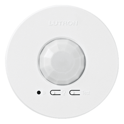 Sensor de ocupación y vacancia inalámbrico de techo, PIR 360°, cobertura de 30.2 a 62.4 m², a batería, compatible con RadioRA 2, RA2 Select, RadioRA 3 y Vive