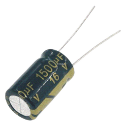 Capacitor Electrolítico de Aluminio, Radial de 1500 µFd, 16 Vcc, 105 °C, 10 x 20 mm.