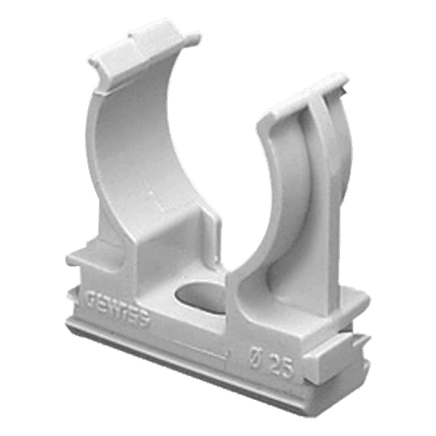 Soporte de presión (Abrazadera), PVC Auto-extinguible, abierto para tubería de 50 mm 