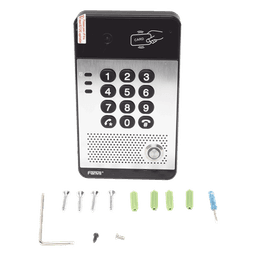 Vídeo Portero IP con 2 líneas SIP, cámara HD, relevador integrado, teclado numérico y lectora de tarjetas RFID para control de acceso, PoE