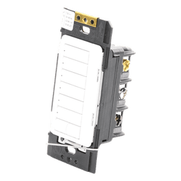 Teclado híbrido C•L de 6 botones con subir/bajar y atenuador integrado de 450 W (100 W en LED/CFL), requiere neutro, para sistema RadioRA 2, color blanco