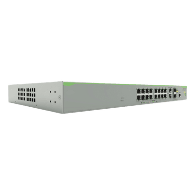 Switch PoE+ Administrable Capa 3 / 16 Puertos 10/100 Mbps / 2 Puertos Gigabit Combo SFP / 250W PoE+ / 7.2 Gbps / 5.36 Mpps