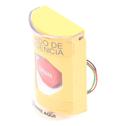 Botón de Apagado de Emergencia, Texto en Español, Tapa Protectora de Policarbonato Súper Resistente, Restablecimiento con Llave