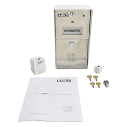 Estación de información / Comunicación full duplex / Línea telefónica analógica, digital o VoIP / Marcación automática 10 u 11 dígitos / Transformador 16 VCA 20 VA incluido