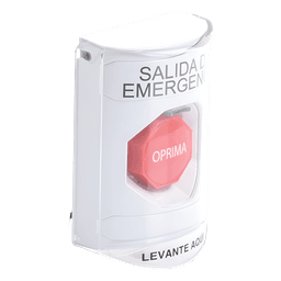 Botón de Emergencia, Texto en Español, Tapa Protectora de Policarbonato Súper Resistente, Restablecimiento con Llave