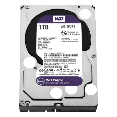 Disco Duro Purple de 1 TB / 5400 RPM / Optimizado para Soluciones de Videovigilancia / Uso 24-7 / 3 Años de Garantia