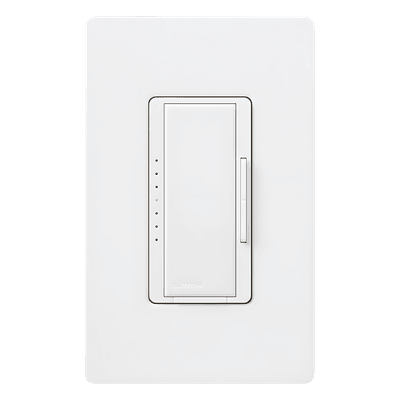 Atenuador de pared Maestro C·L para focos LED y CFL regulables, 150 W LED/CFL o 600 W incandescente/halógeno, unipolar, 3 vías o multilocalización, color Snow