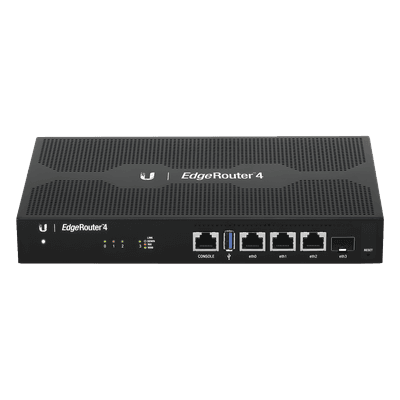 EdgeRouter 4, con 3 puertos 10/100/1000 Mbps + 1 puerto SFP, con funciones avanzadas de ruteo