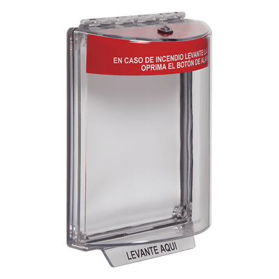 Cubierta Transparente Serie Universal Stopper®, Texto De Incendio En Español 