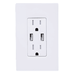 Tomacorriente dúplex con USB / 15 A 125 V 60 Hz / 2 puertos USB-A 2.0, 3.8 A a 5 V / resistente a manipulaciones / estilo Designer (Claro)