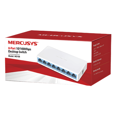 Switch de Escritorio / 8 Puertos 10/100 Mbps / Capacidad de Conmutación 1.6 Gbps / Sin Ventilador / Plug and Play