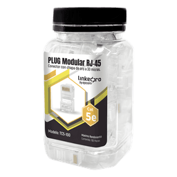Bote con 100 Piezas de Plug Modular RJ45 Cat5e sin Blindaje, Chapado de Oro a 30 Micras para Durabilidad Extrema