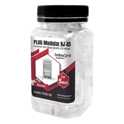 Bote con 100 Piezas de Plug Modular RJ45 Cat5e Blindado, Chapado de Oro a 30 Micras para Durabilidad Extrema con Pin de Tierra