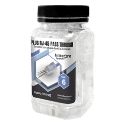 Bote con 100 Plugs Pass Through RJ45 Cat6 sin Blindaje, Chapado de Oro a 30 Micras para Durabilidad Extrema