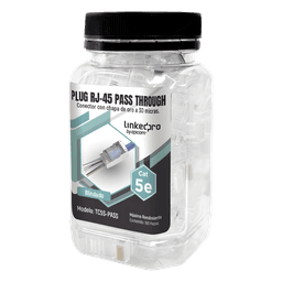 Bote de Plugs Pass Through RJ45 / Cat5e Blindado / Chapado Oro 30 Micras / 24AWG / 100 Piezas