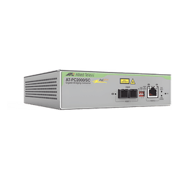 Convertidor de medios Gigabit Ethernet PoE+ a fibra óptica, conector SC, multimodo (MMF), distancia hasta 550 m