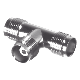 Adaptador en T / Doble TNC Hembra / 50 Ohm / Bronce Niquelado / Contacto Oro / Aislante Teflón