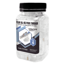 Plugs Pass Through / RJ45 Cat6 / Sin Blindaje / Alivio de Tensión / Chapado Oro 30 Micras / 50 Piezas