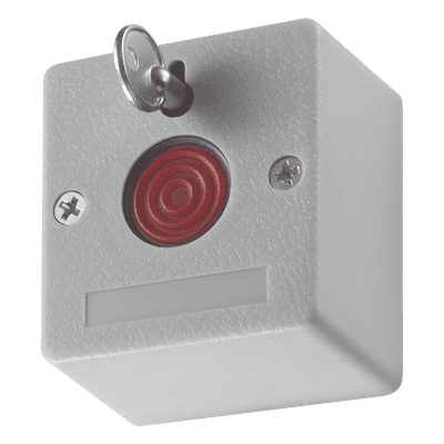 Botón de Pánico Cableado / NA/NC Configurable / ABS Retardante al Fuego / 49.5 x 53.5 x 32.5 mm / 40 g
