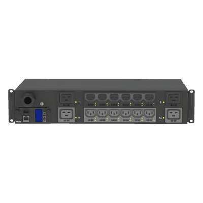 PDU Monitoreable y Switchable (MS) para Distribución de Energía, Enchufe de Entrada NEMA L6-30P, Con 12 Salidas C13 y 4 Salidas C19, Horizontal 19in, 208 Vca, 30 Amp, 2UR