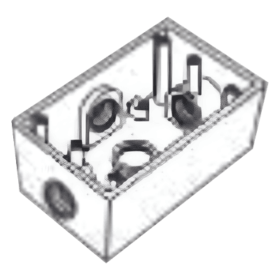 Caja Rectangular de 3/4" (19.05 mm ) con 4 bocas a prueba de intemperie.