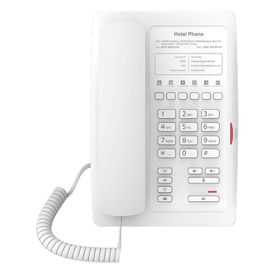Teléfono IP para Hotelería / 6 Teclas Programables / PoE 802.3af / 2 Puertos Ethernet / Pantalla Gráfica Personalizable