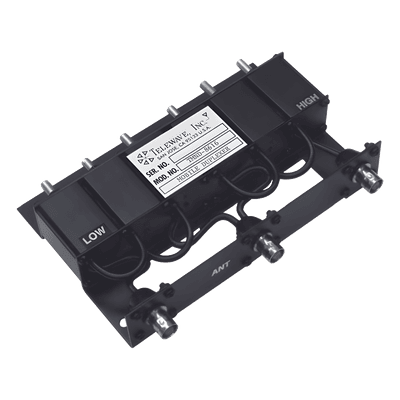 Duplexer Móvil / 806-869 MHz / 6 Resonadores / 50 W / 70 dB Aislamiento / 5-10 MHz Separación / 1.25 x 6.0 x 6.5 in