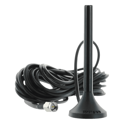 Antena Mini de Montaje Magnético, con cable RG174 y conector SMA macho | Rango de Frecuencias 700-960 MHz, 1710-2270 MHz | Ganancia Máxima 3.1 dB