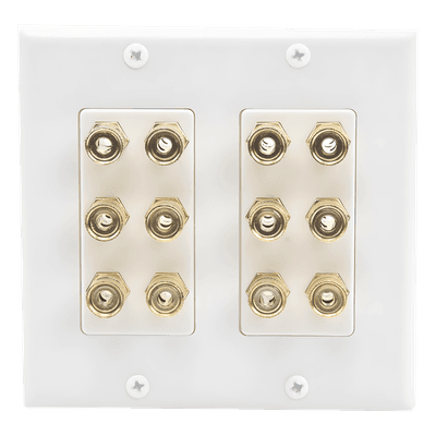 Placa de Pared | Postes de Unión Tipo Banana | Conexión para 6 Altavoces | Fácil Instalación | Conectores Chapados en Oro